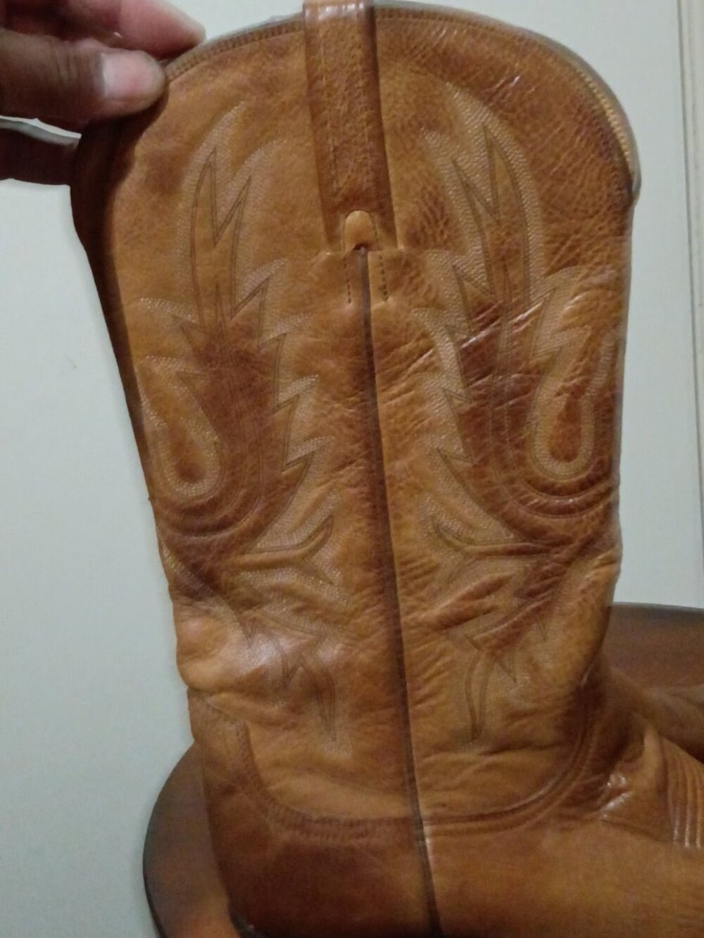 Charlie Horse Cowboy Boots Womens Size 7.5B Tan Leather 4508 Pointed Toe - Picture 12 of 14